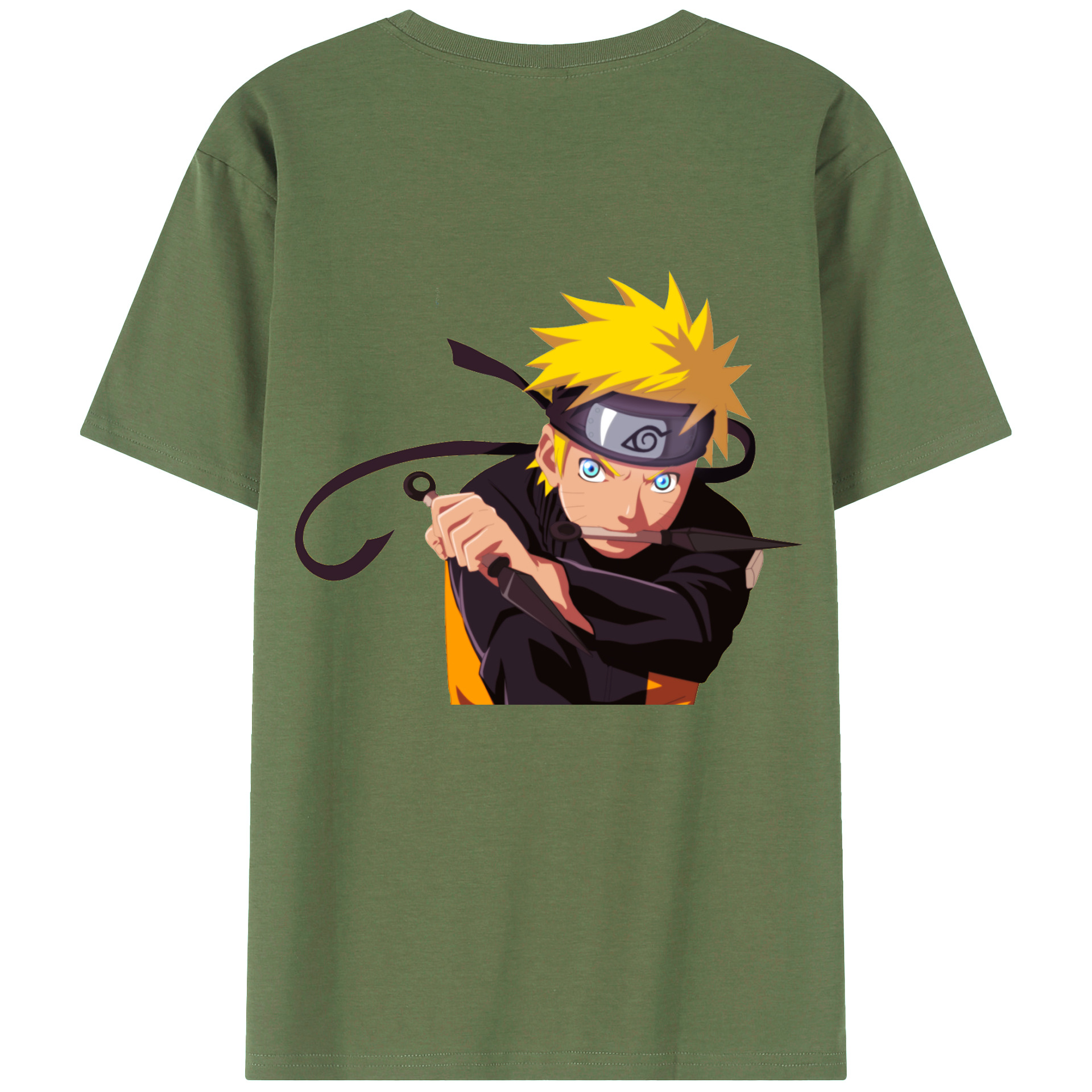 （画像用） NARUTO -ナルト- うずまき ナルト Uzumaki Naruto 綿100％ メンズ半袖Tシャツ（バックプリント） 通気性